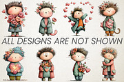 Whimsical Valentine Cat Boys Clipart, an Illustration by RobertsArt (Thumbnail 6 of 6)