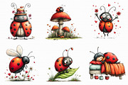 Whimsical Ladybug Clipart, an Illustration by Libby Wishes (Thumbnail 2 of 8)