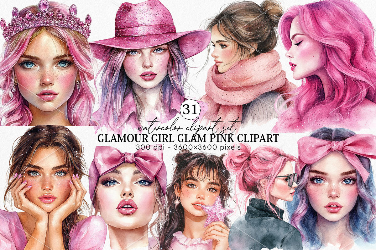 Glamour Girl Glam Pink Clipart PNG, an Illustration by Canvas Craft (Photo 1 of 7)
