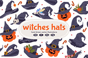 Witches Halloween hats, a Seasonal Illustration by Torontotokio (Thumbnail 1 of 5)