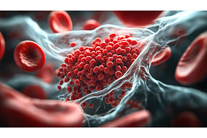 Close-up 3D illustration of blood, an Object Illustration by Sergey Kotenev