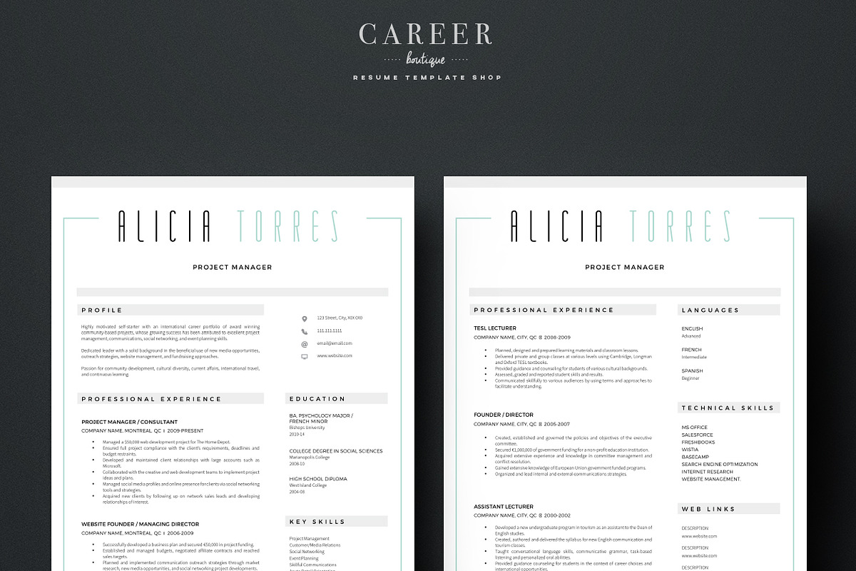 Modern Resume & CoverLetter Template, a Resume Template by careerboutique (Photo 5 of 6)