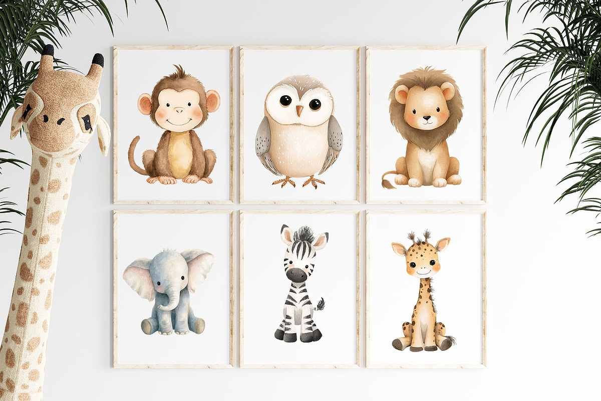 Cute Safari Animals Watercolor, an Animal Illustration by Deckar_art (Photo 2 of 6)
