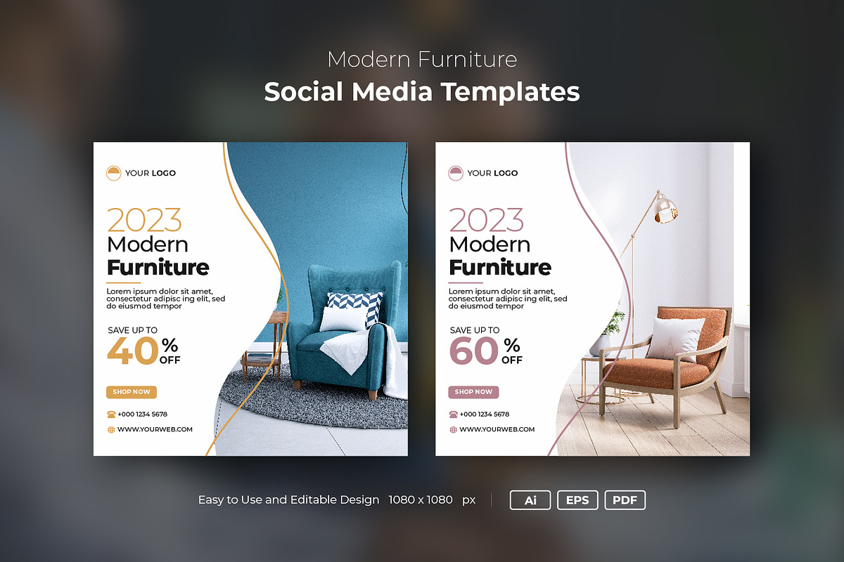 Furniture Instagram post template, a Social Media Template by DreamStudio-eg