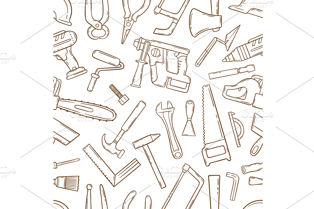 Doodle repair tools pattern, an Illustration by Valerie Bodnar