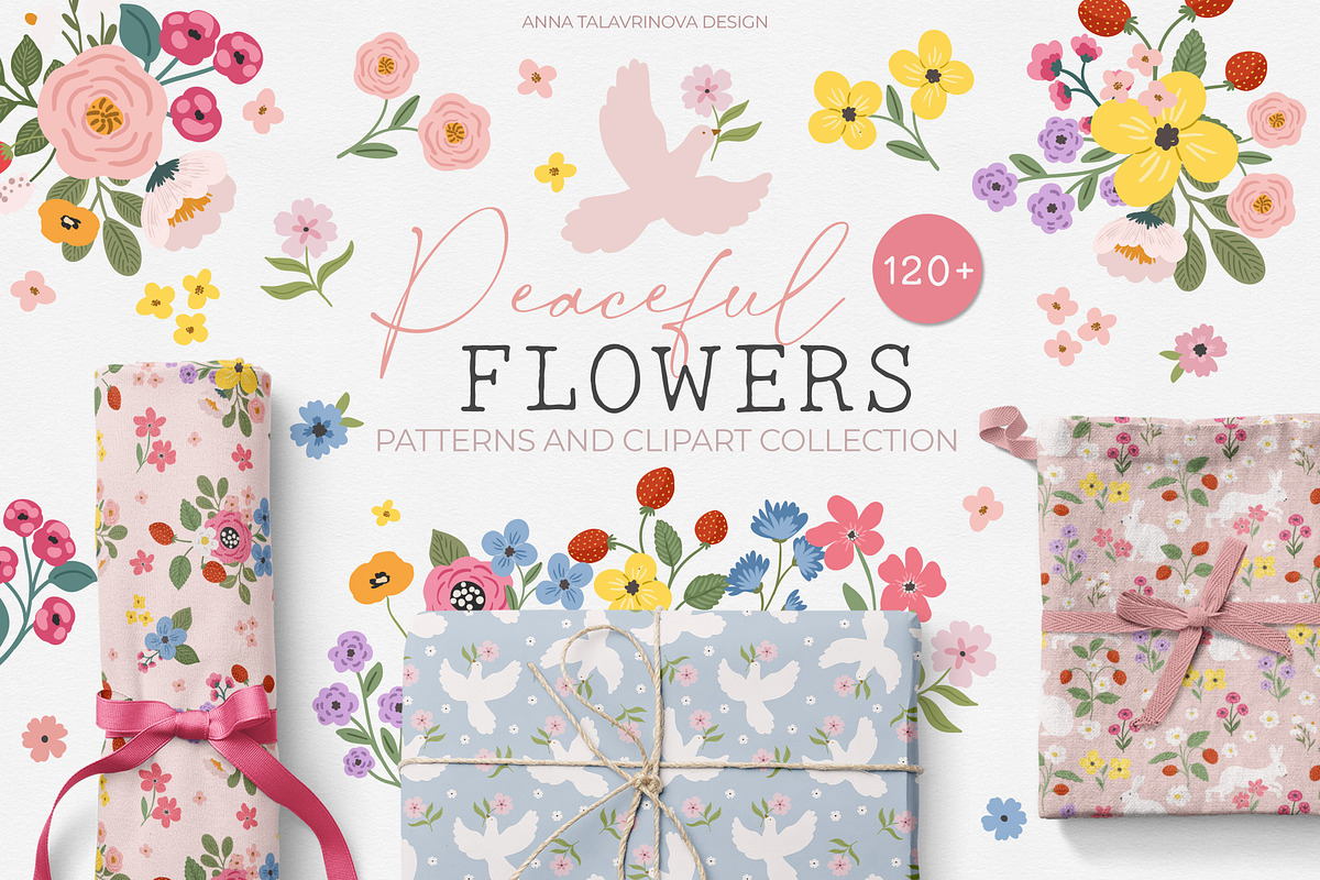 Peaceful Flower clipart & pattern, a Pattern Graphic by Cozy pattern shop (Photo 1 of 9)