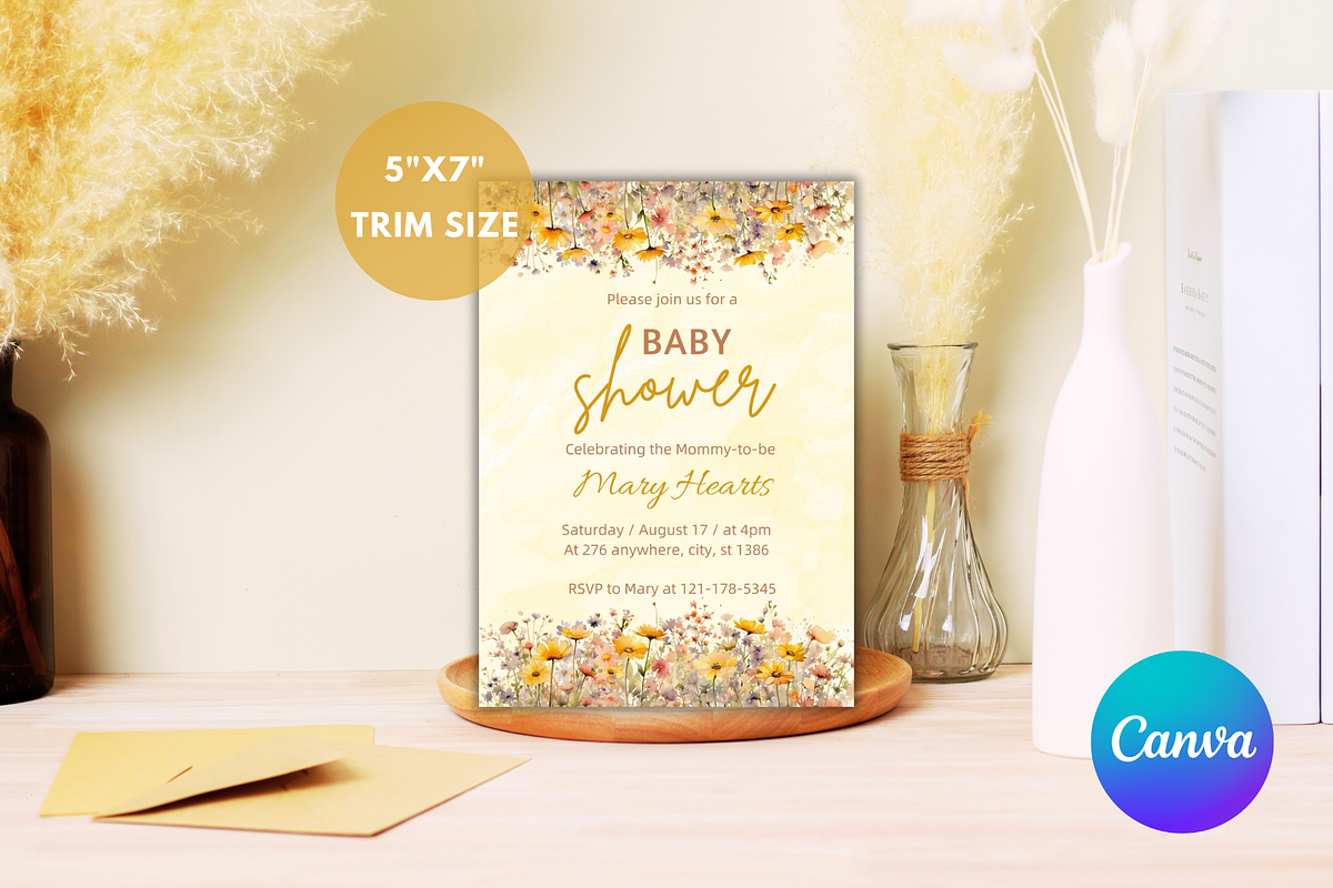 Baby Shower Invitation Template, an Invitation Template by SimoDigitalArt (Photo 7 of 9)
