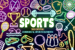 Neon Sports Clipart PNG, a Sport Illustration by Lenninator Digital