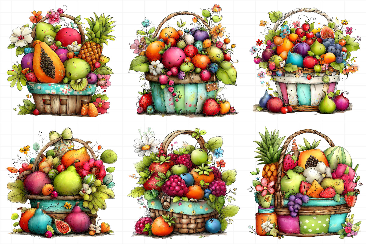 Summer Fruit Basket Clipart, an Illustration by Daily.Designs (Photo 7 of 8)