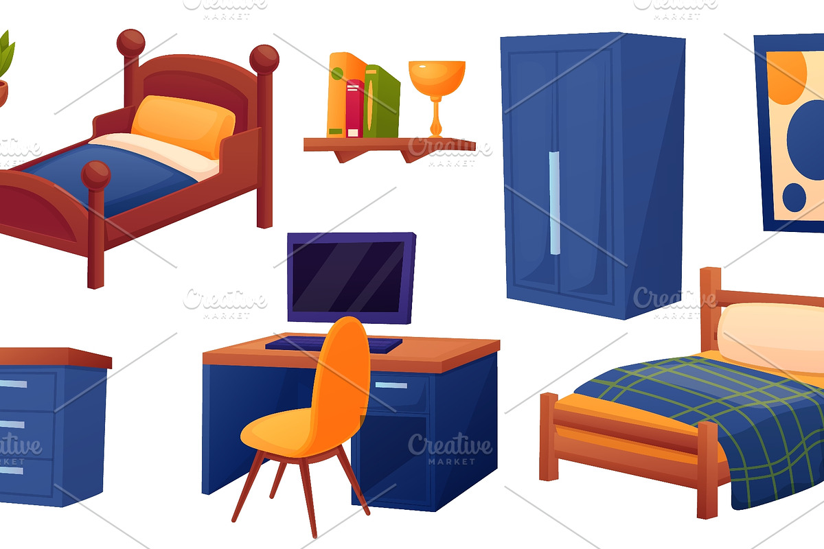 Teenager bedroom elements. Teen boy, an Object Illustration by LadadikArt (Photo 2 of 3)