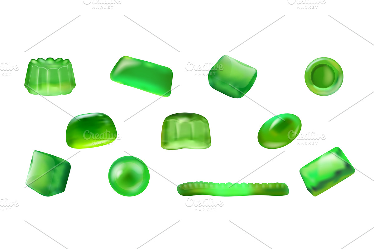 Green jelly candy. Realistic gummy, a Food Illustration by Stock-Smart-Start