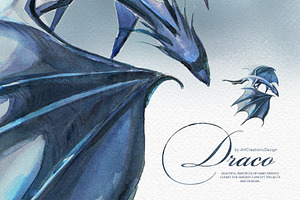 Watercolor Draco Clipart Set