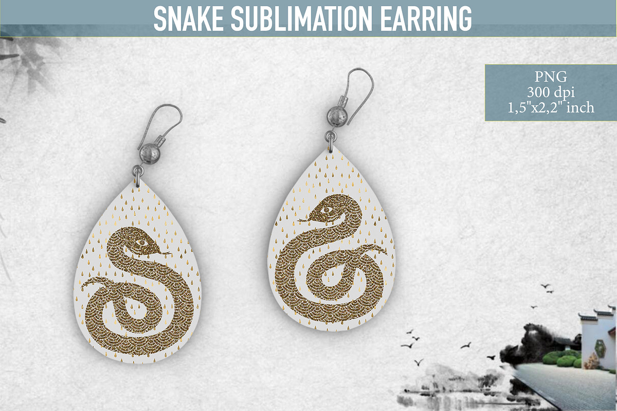 Snake Teardrop Earring Sublimation, a Print Template by DysenkaArt (Photo 2 of 2)