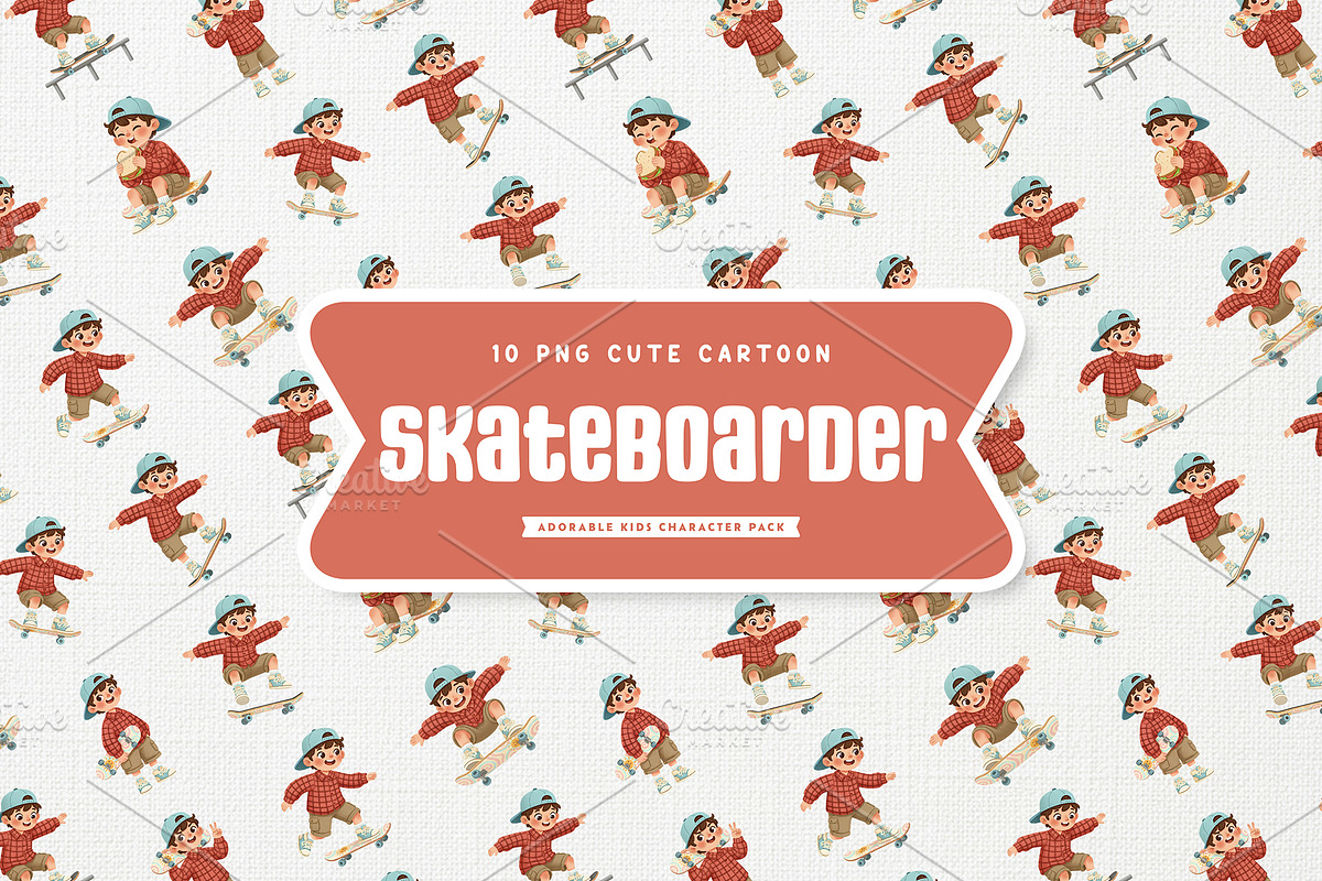 Playful Skateboard Kid Character, a Sport Illustration by Gohsantosa (Photo 2 of 4)