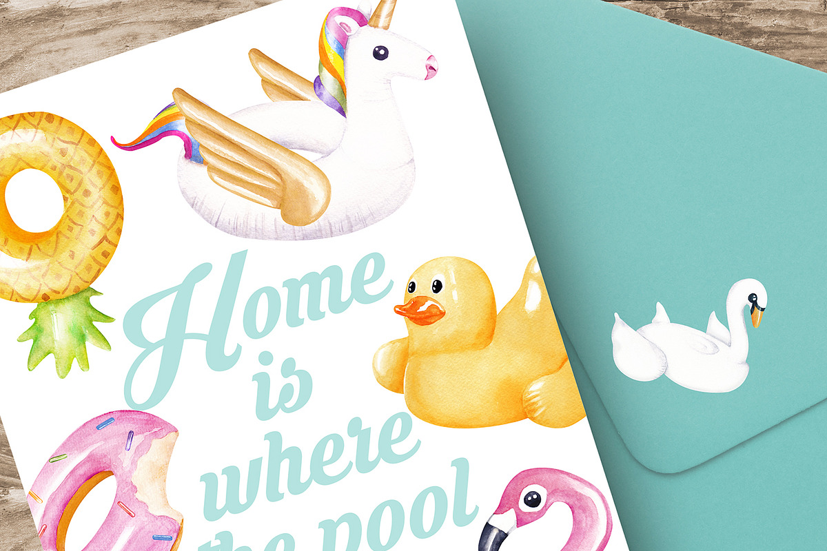 Pool floats watercolor cliparts, an Illustration by Sweet sweet design (Photo 5 of 6)