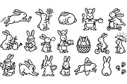 Cute Bunny Line Art Set, an Illustration by designvectx (Thumbnail 2 of 3)