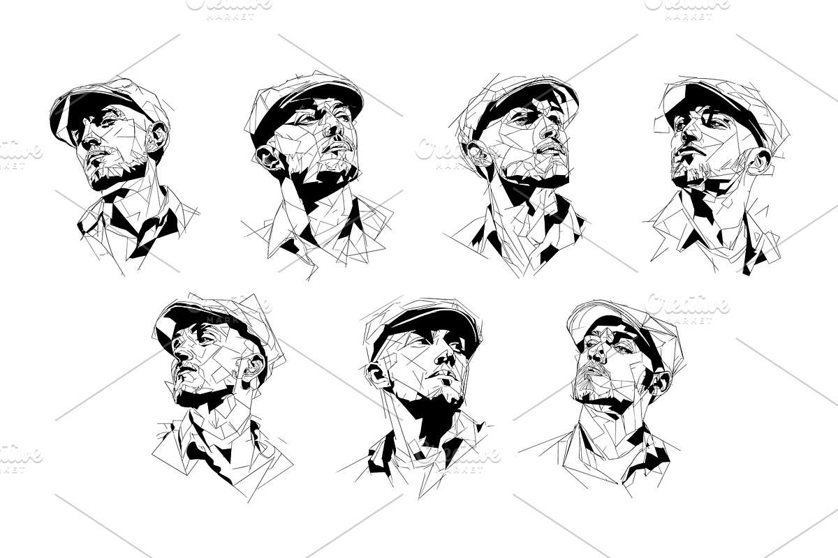 Portrait man in a cap black ink, an Illustration by Onyx