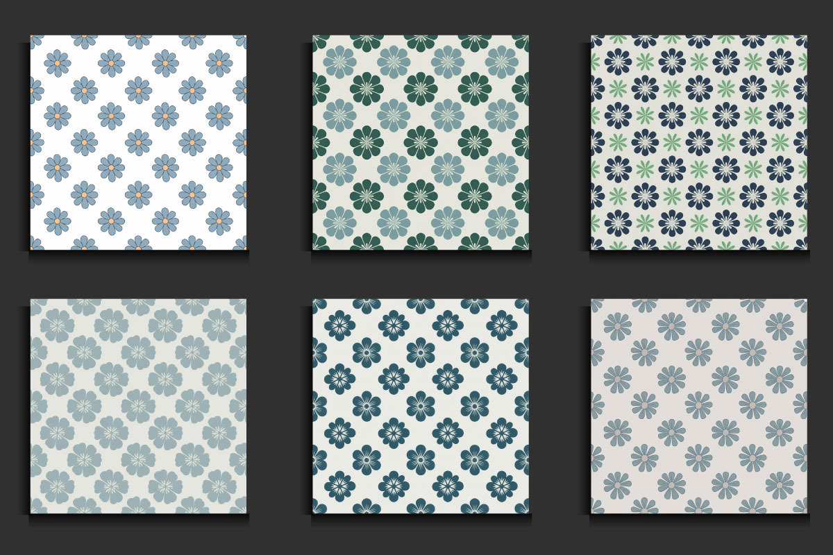 65 Preppy Blue Flowers Patterns, a Pattern Graphic by protabsorkar11 (Photo 3 of 4)