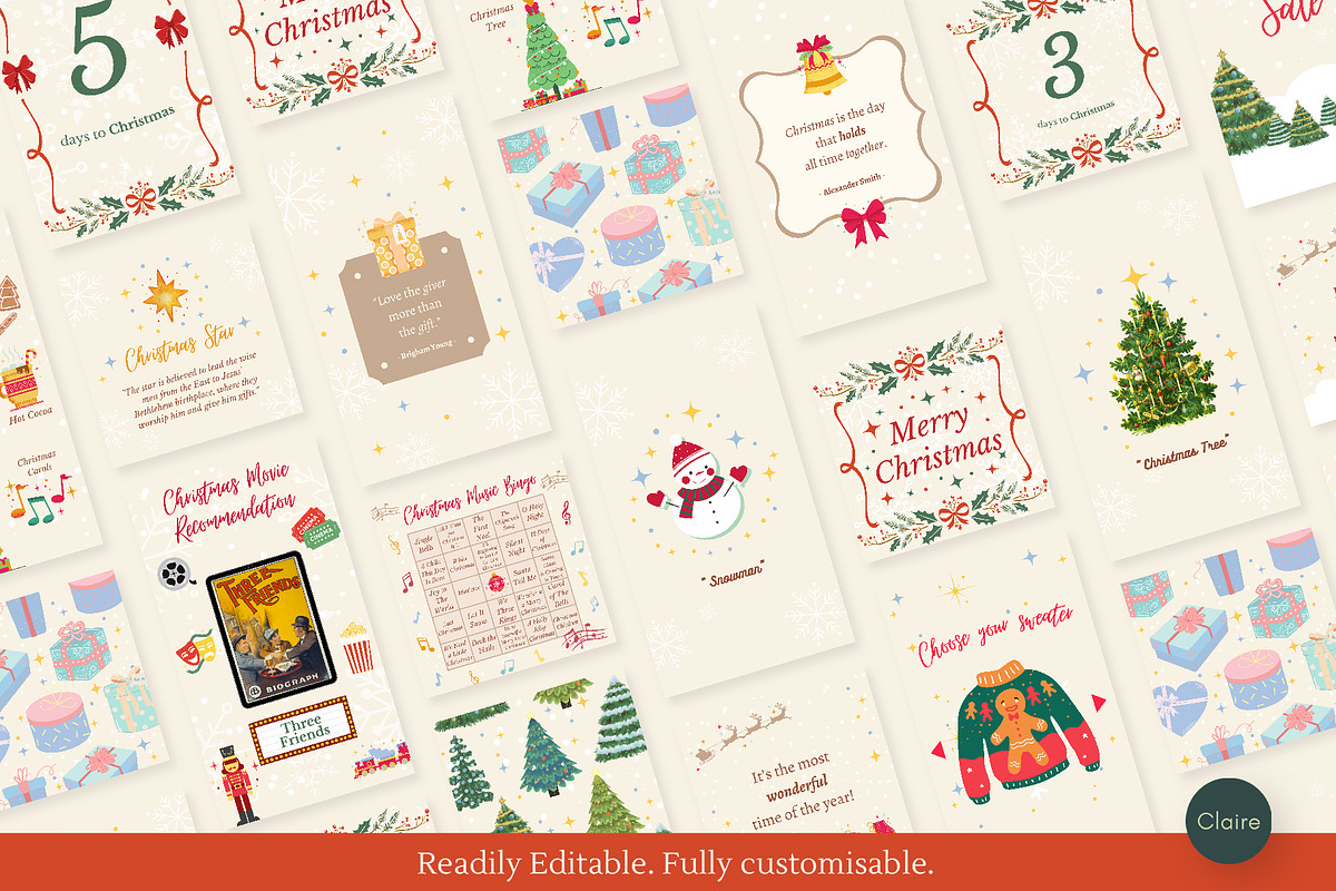 84 Christmas Instagram Creator Kit, a Social Media Template by Clairee Design Studio (Photo 6 of 7)