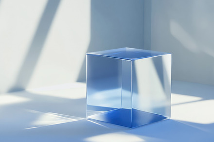 Clear cube reflecting soft light, a Photo by Beautiful things