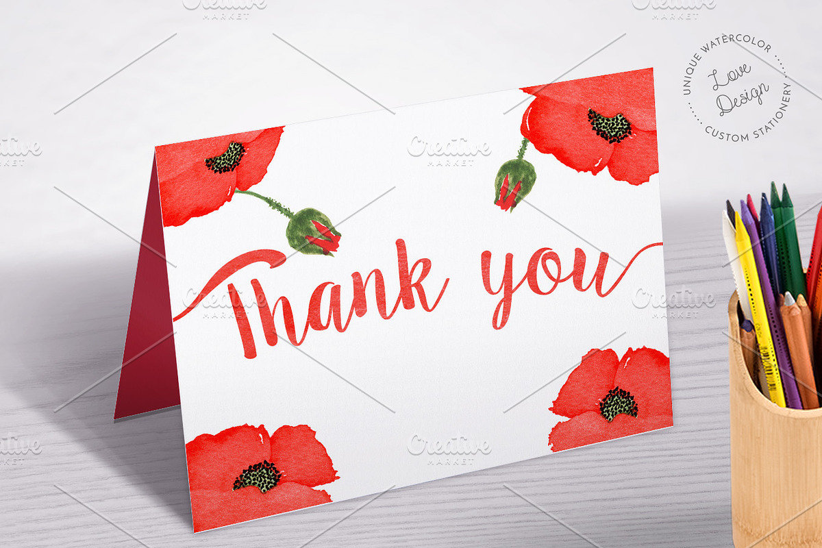Watercolor Poppy Baby Shower Set, an Invitation Template by Love Design (Photo 3 of 5)