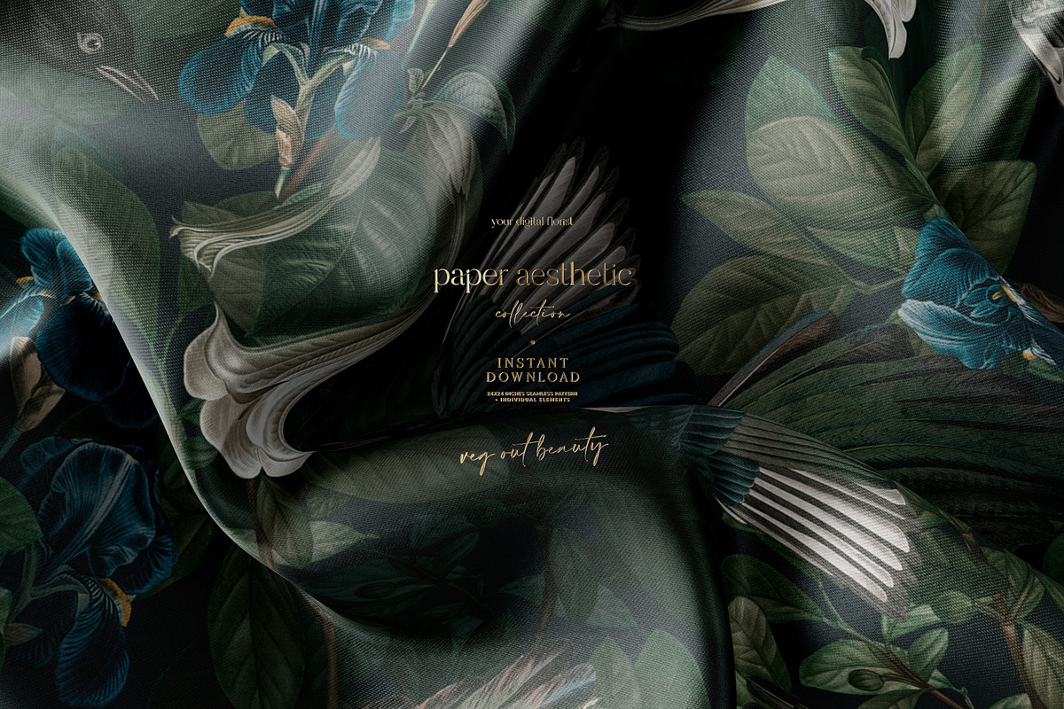 Magpie Birds Floral Pattern, a Pattern Graphic by paper aesthetic (Photo 9 of 9)