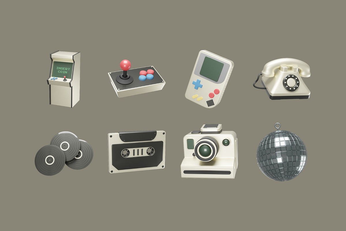 Retro Lifestyle 3D Illustration, an Object Illustration by graphicook (Photo 3 of 3)