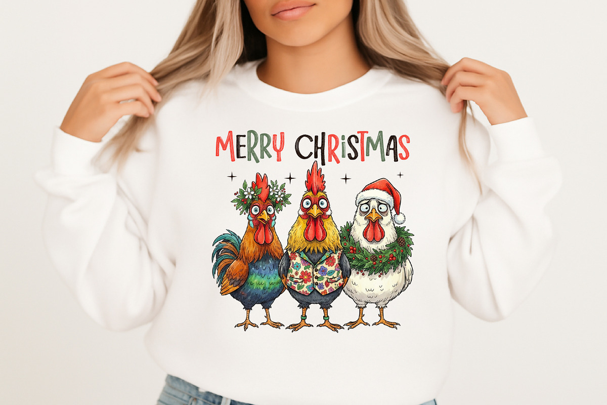 Merry Christmas, Funny Roosters PNG, an Illustration by Libby Wishes (Photo 4 of 8)
