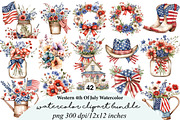 Western 4th Of July Watercolor Clipa, an Illustration by Digital Artistic99 (Thumbnail 1 of 9)