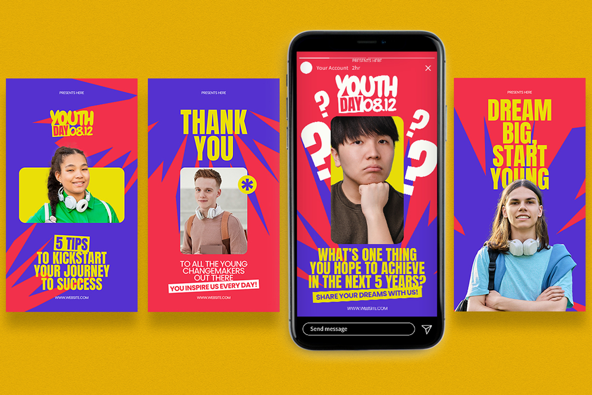International Youth Day Canva & Inst, a Social Media Template by Attype (Photo 4 of 4)