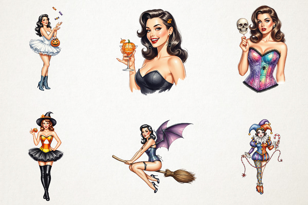 Halloween Pin-Up Girl Sublimation, a Person Illustration by RobertsArt (Photo 3 of 6)