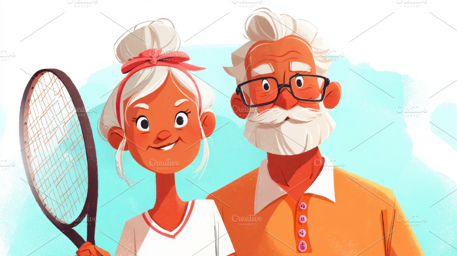 Grandma and grandkid with rackets, a Photo by Beautiful things