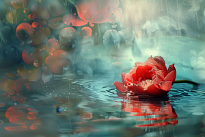 A red rose floats gracefully on a bo, a Photo by Iftikhar Alam