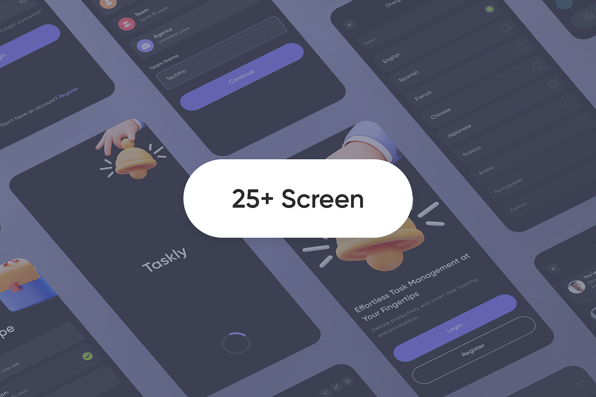 Taskly - Task Manager App UI KIT, an UI Kit Template by MOSSUX