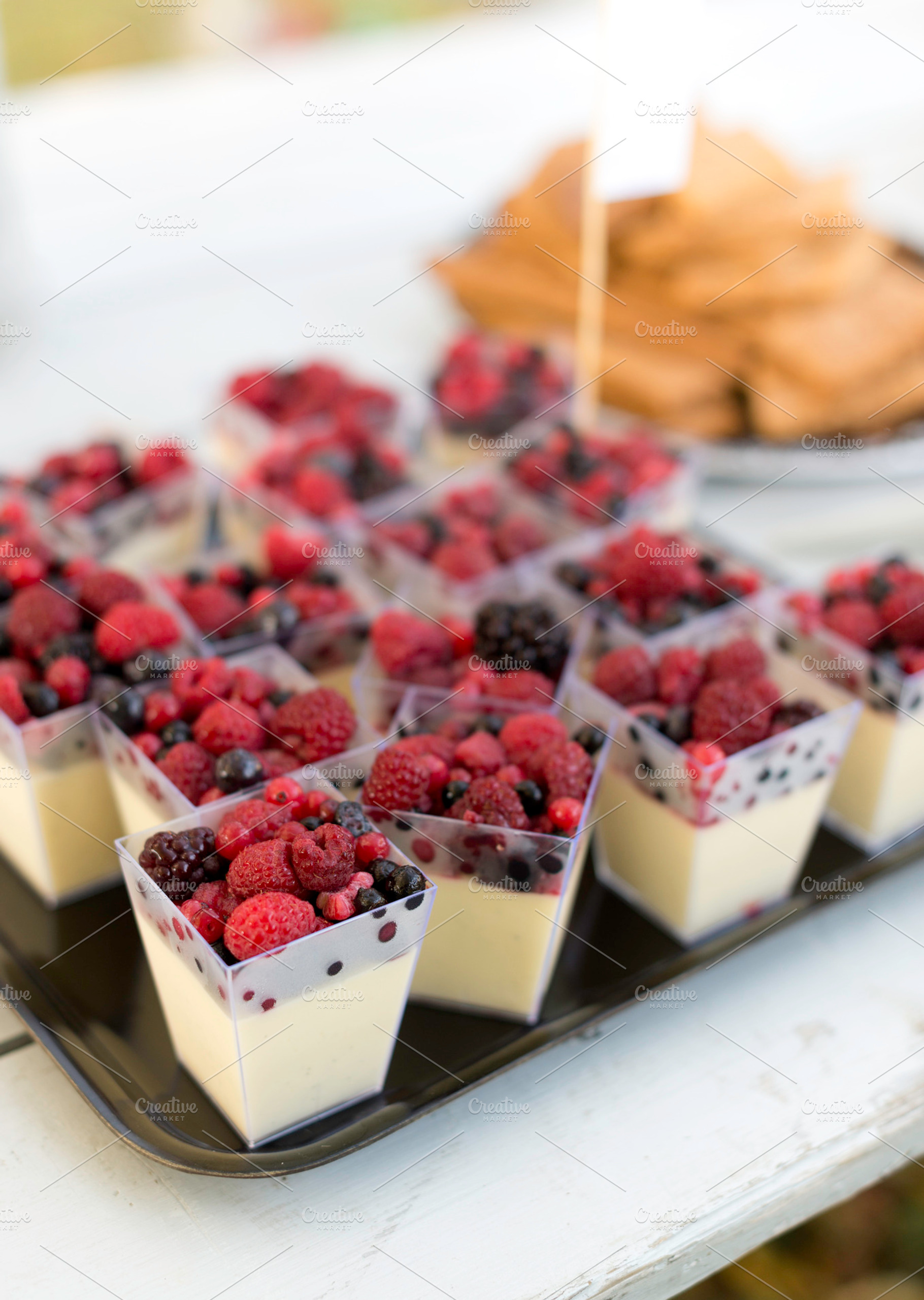 Pannacotta Stock Photo Containing Pannacotta And Raspberries