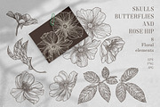 SKULLS, BUTTERFLIES AND ROSE HIP, a Texture Illustration by LanaDzi (Thumbnail 12 of 12)