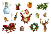 Christmas Clipart Bundle Set, an Illustration by IrynaPanashii (Thumbnail 3 of 11)