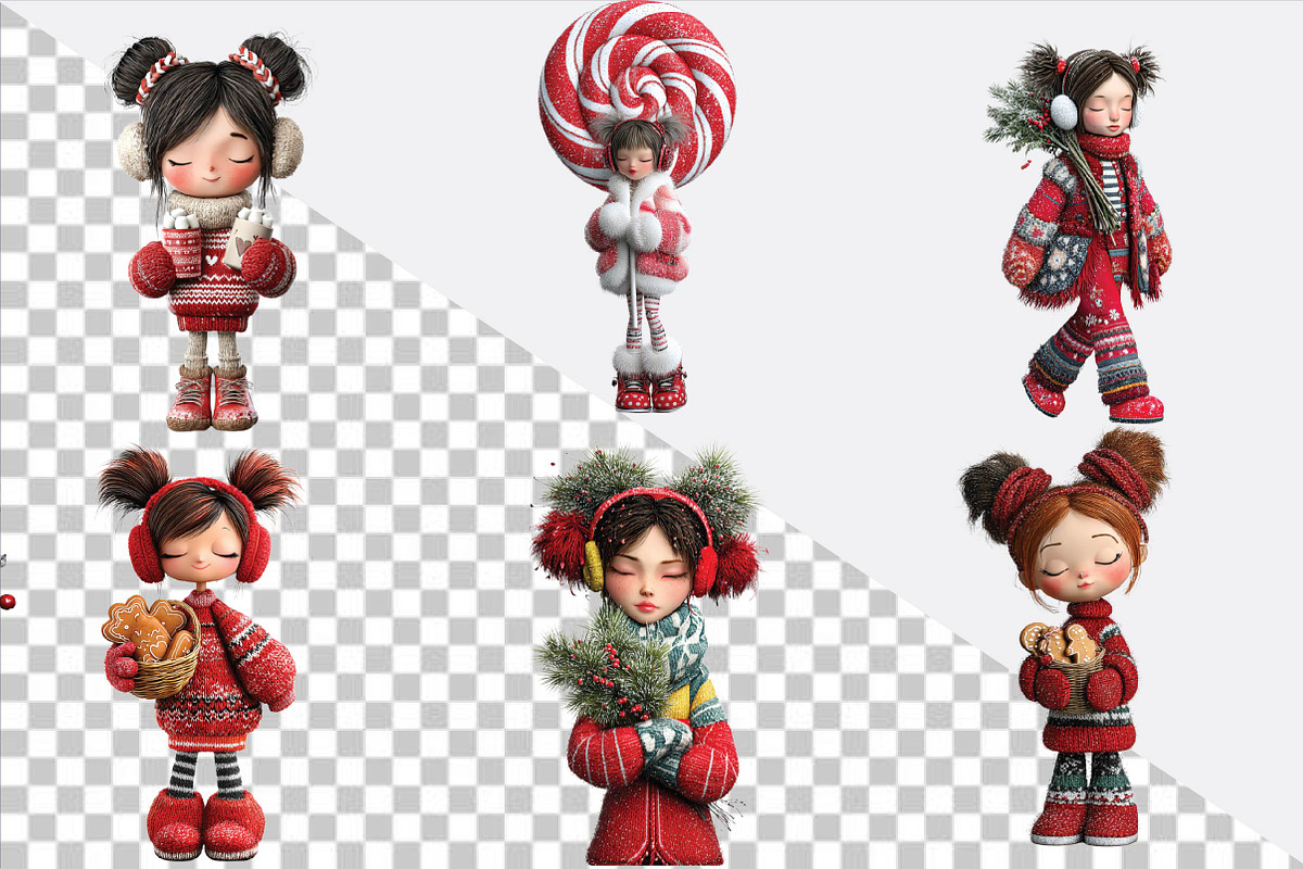 Whimsical Christmas Girl Clipart, an Animal Illustration by SVGArt (Photo 2 of 9)