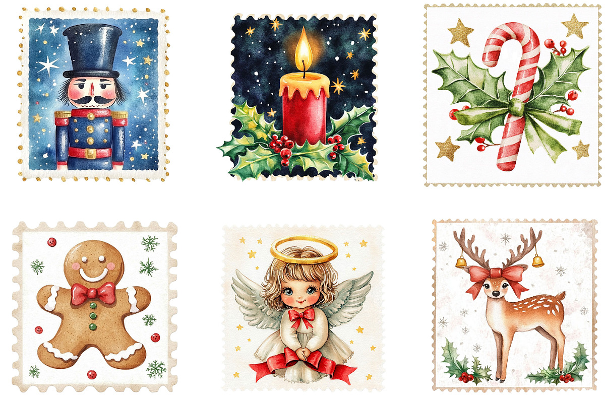 Christmas Stamp Clipart, a Seasonal Illustration by Designking (Photo 2 of 3)