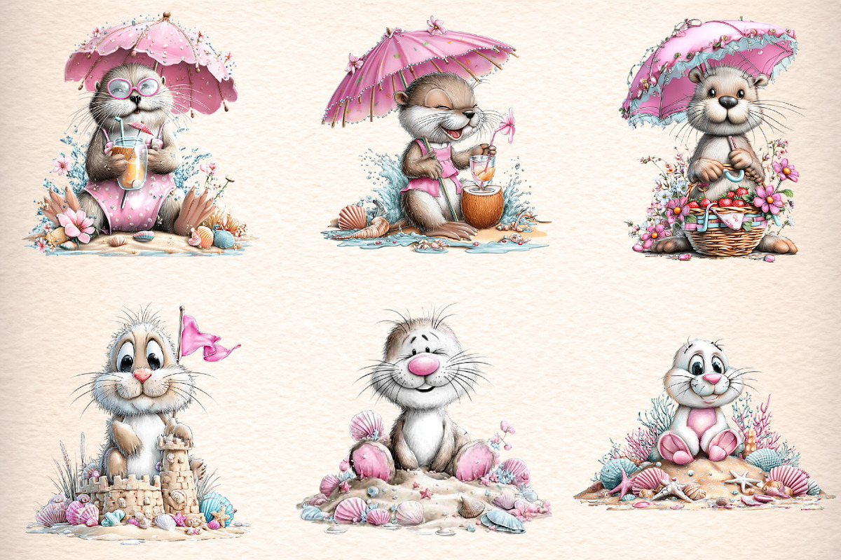 Whimsical Summer Seal Clipart Bundle, an Illustration by Digital Artistic99 (Photo 2 of 11)