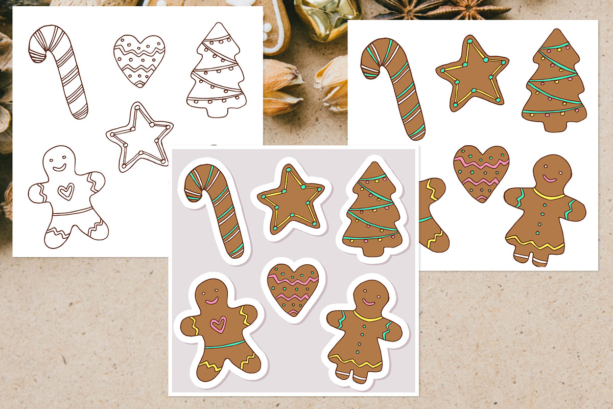 Vector Christmas gingerbread cookies, a Decorative Illustration by OKart.studio (Photo 2 of 5)