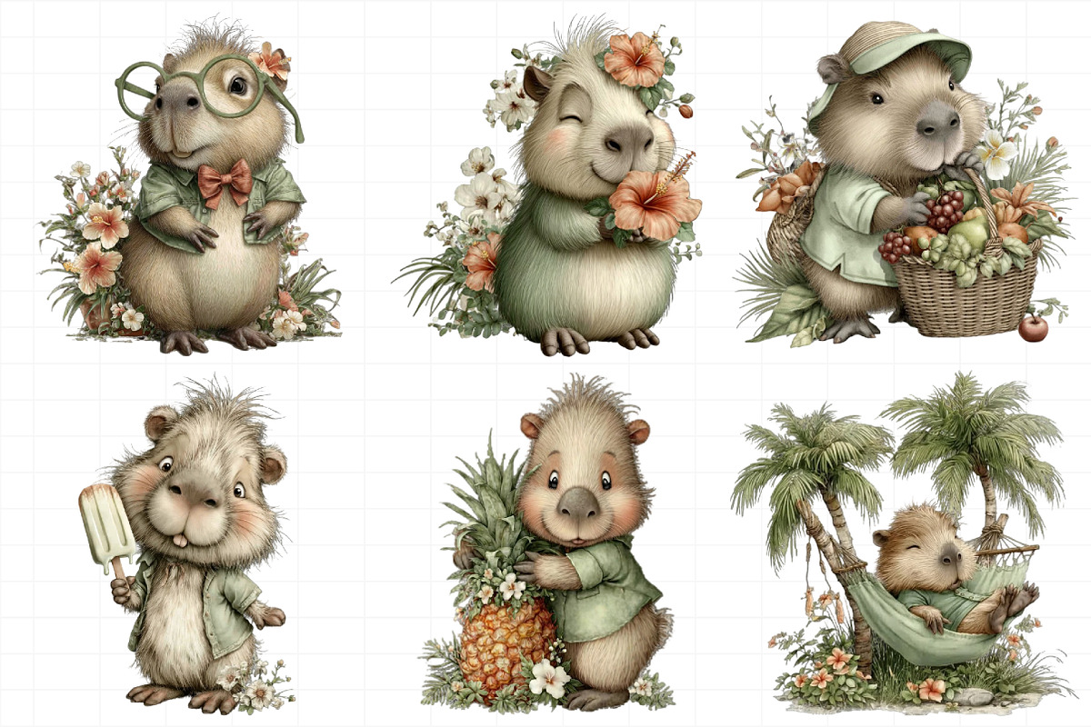Summer Funny Capybara Clipart, an Illustration by Daily.Designs (Photo 6 of 8)