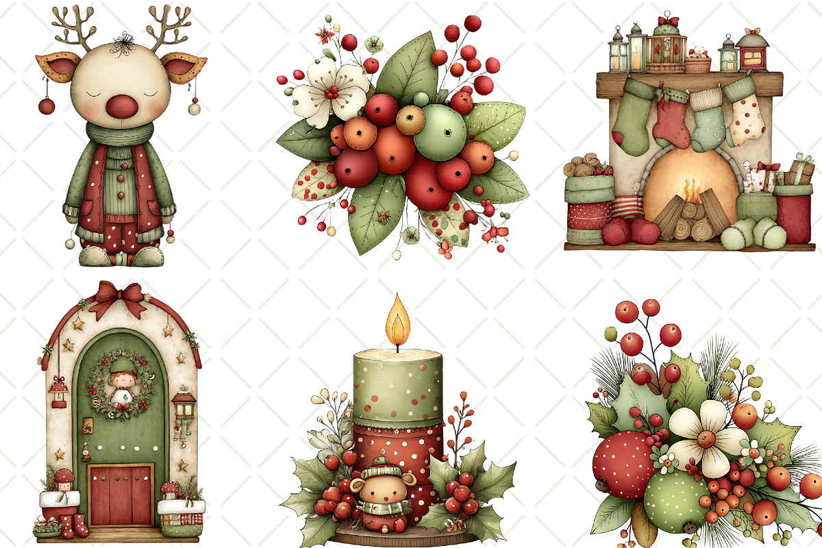 Whimsical Christmas Clipart, an Illustration by Black Bird Studio (Photo 2 of 6)