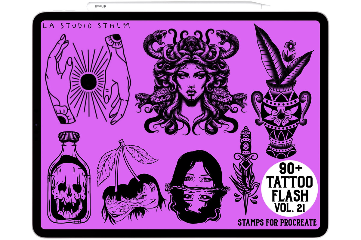 Tattoo Flash Vol. 21 - Stamp Set, a Brush Add-On by LA Studio Sthlm (Photo 3 of 6)