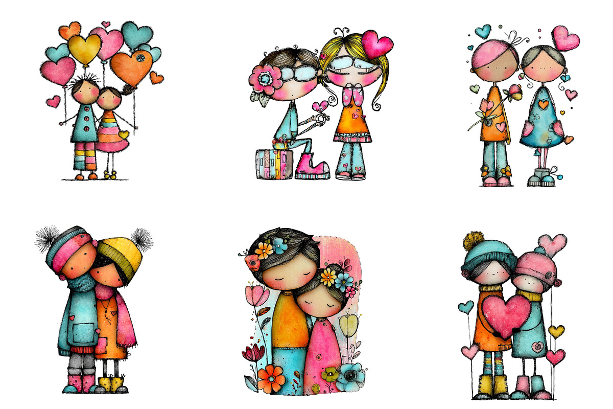 Whimsical Valentine Clipart, an Illustration by CreationArt (Photo 4 of 7)