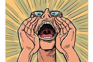 A man screams through his mouth, a Person Illustration by rogistok