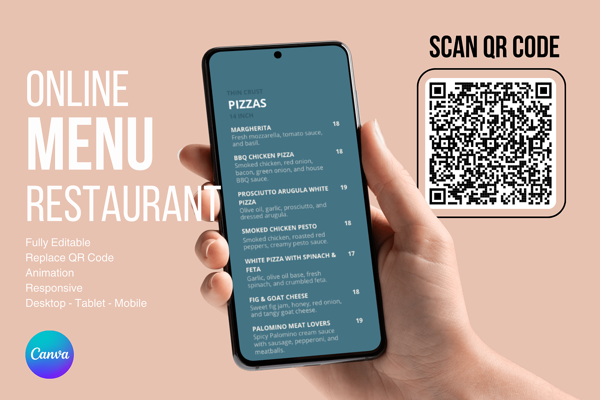 Online Menu Restaurant - Canva, a Wireframe Template by vikes.art (Photo 1 of 3)