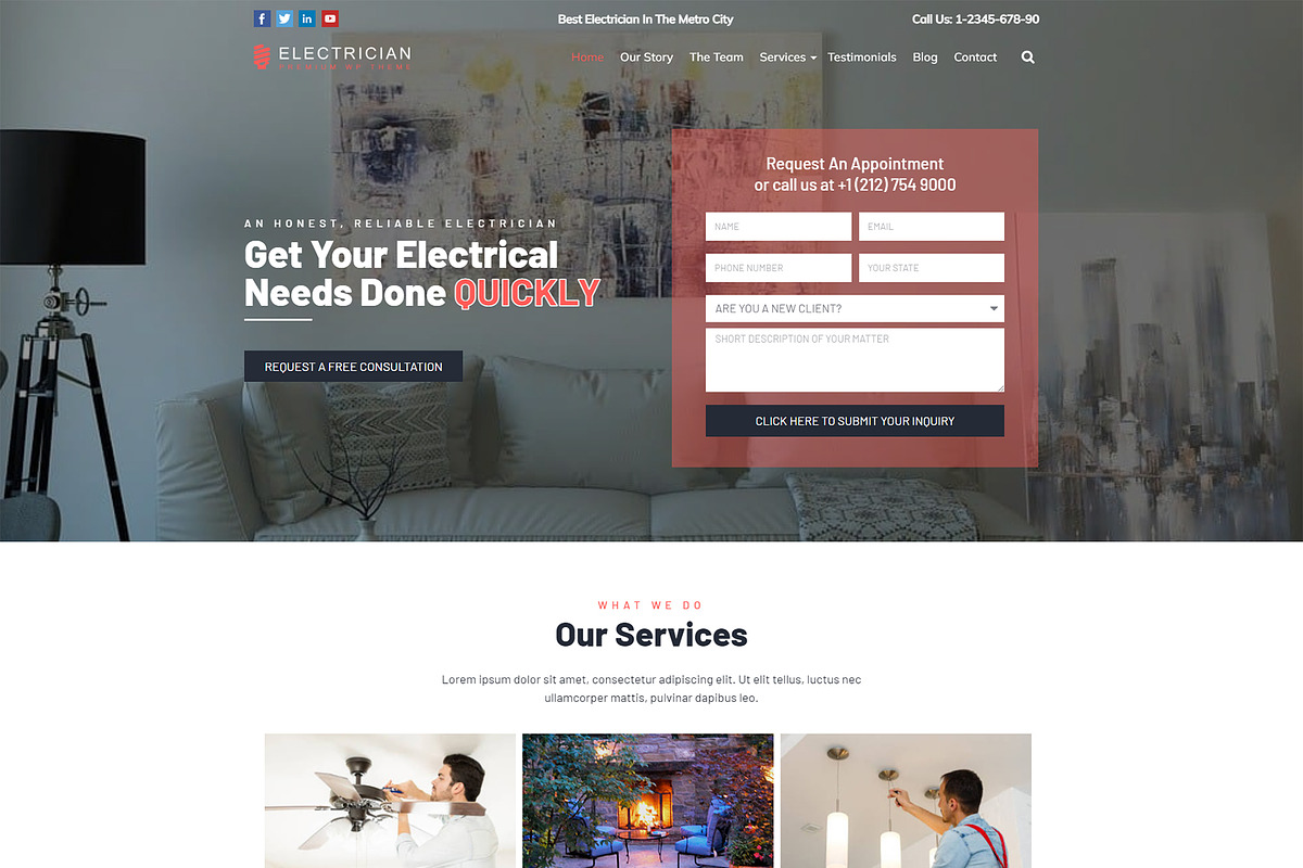 Electrician WordPress Theme