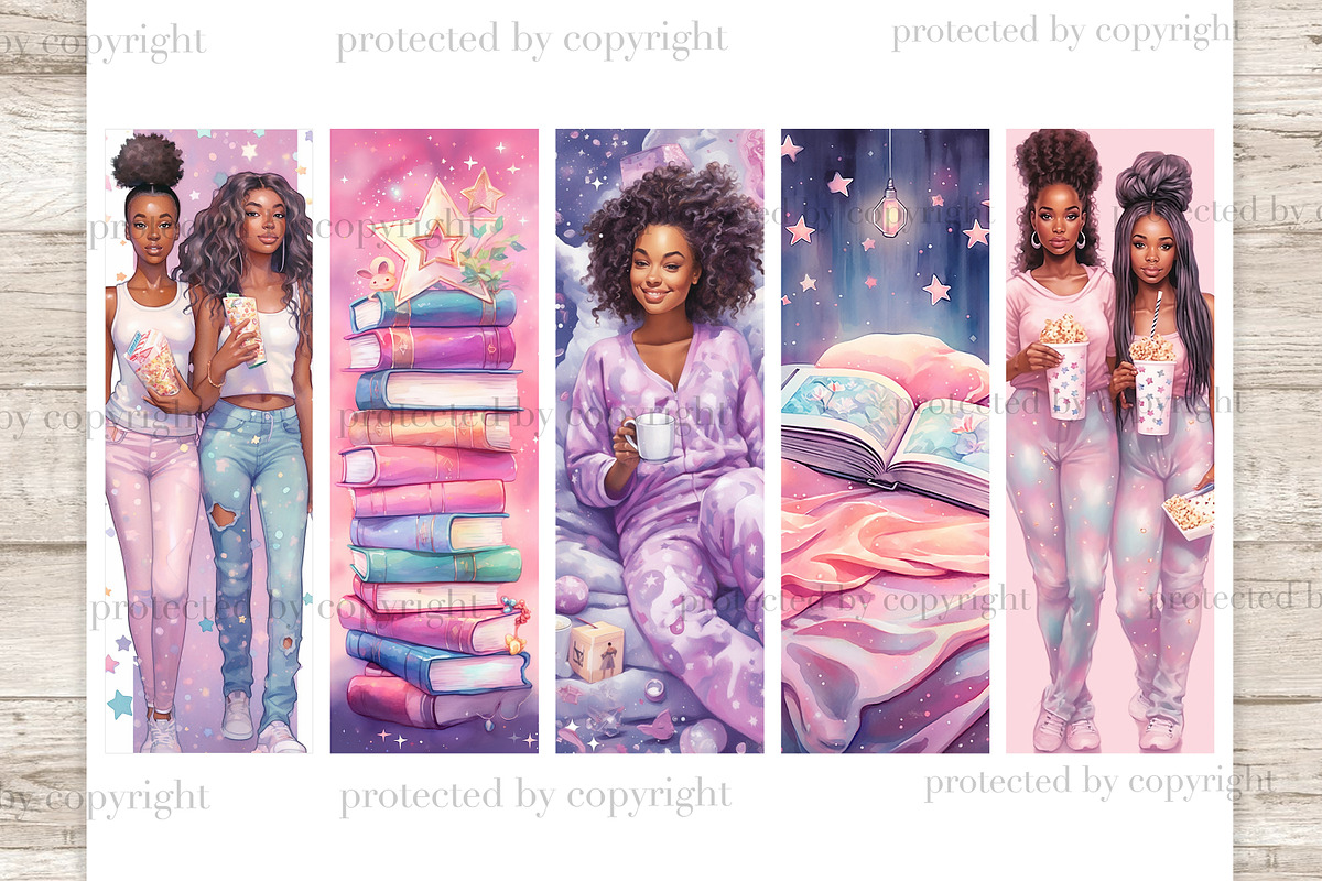 Pajama Weekend Black Bookmarks, a Person Illustration by GlamArtZhanna (Photo 3 of 3)