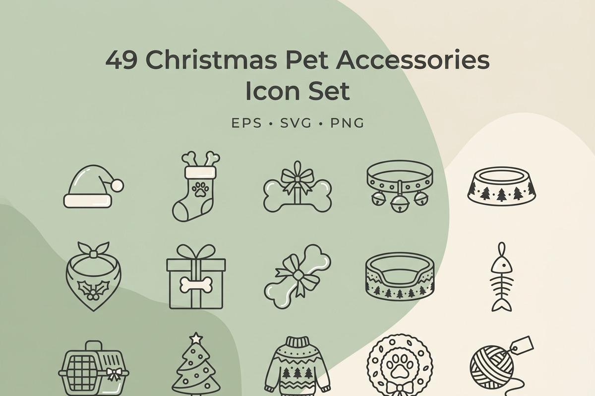 49 Christmas Pet Accessories Icons, an Outline Icon by adenpinkstore (Photo 1 of 23)